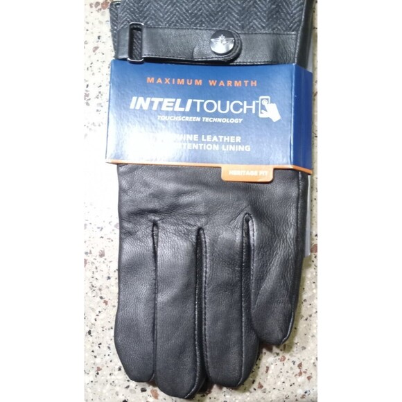Dockers Mens Medium M Black Leather Wool Gloves Intelitouch Heat Retention Lined - Picture 4 of 10